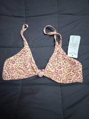 Dippin Daisy "Wild Leopard" Front Knott Bikini Top - Size: Small - NWT